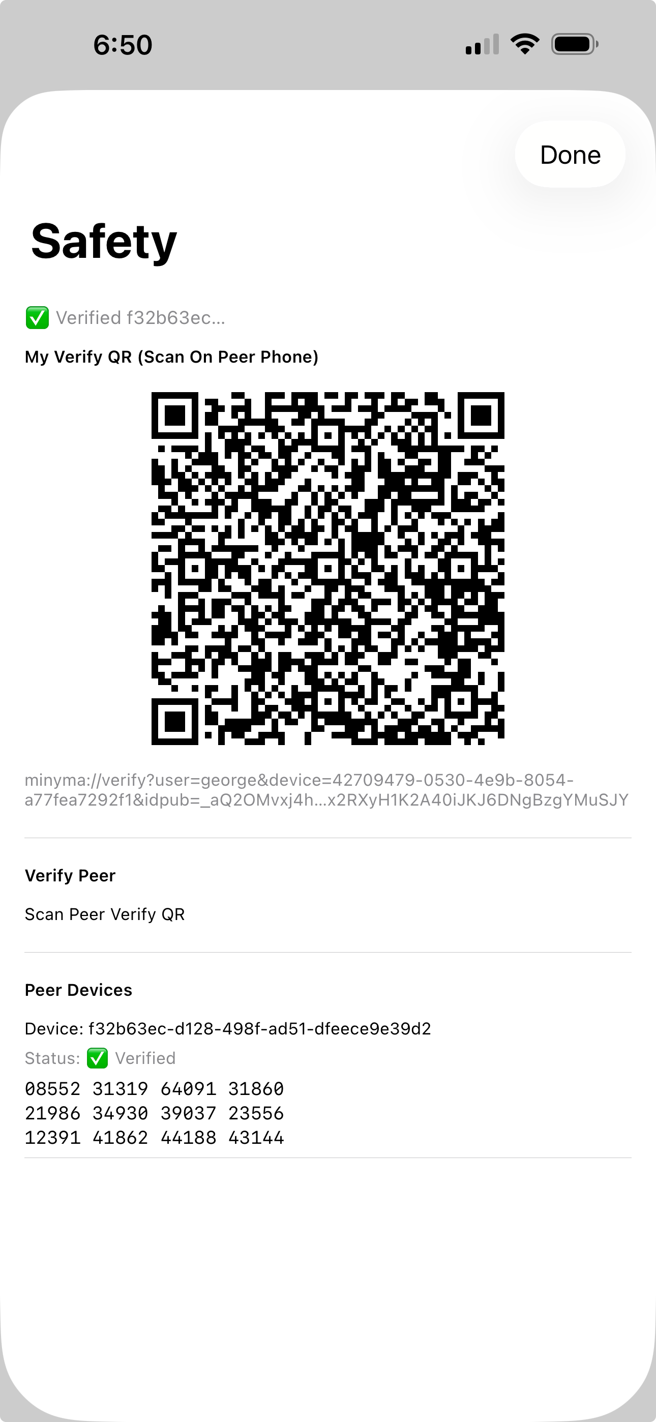 Minyma safety verification screenshot