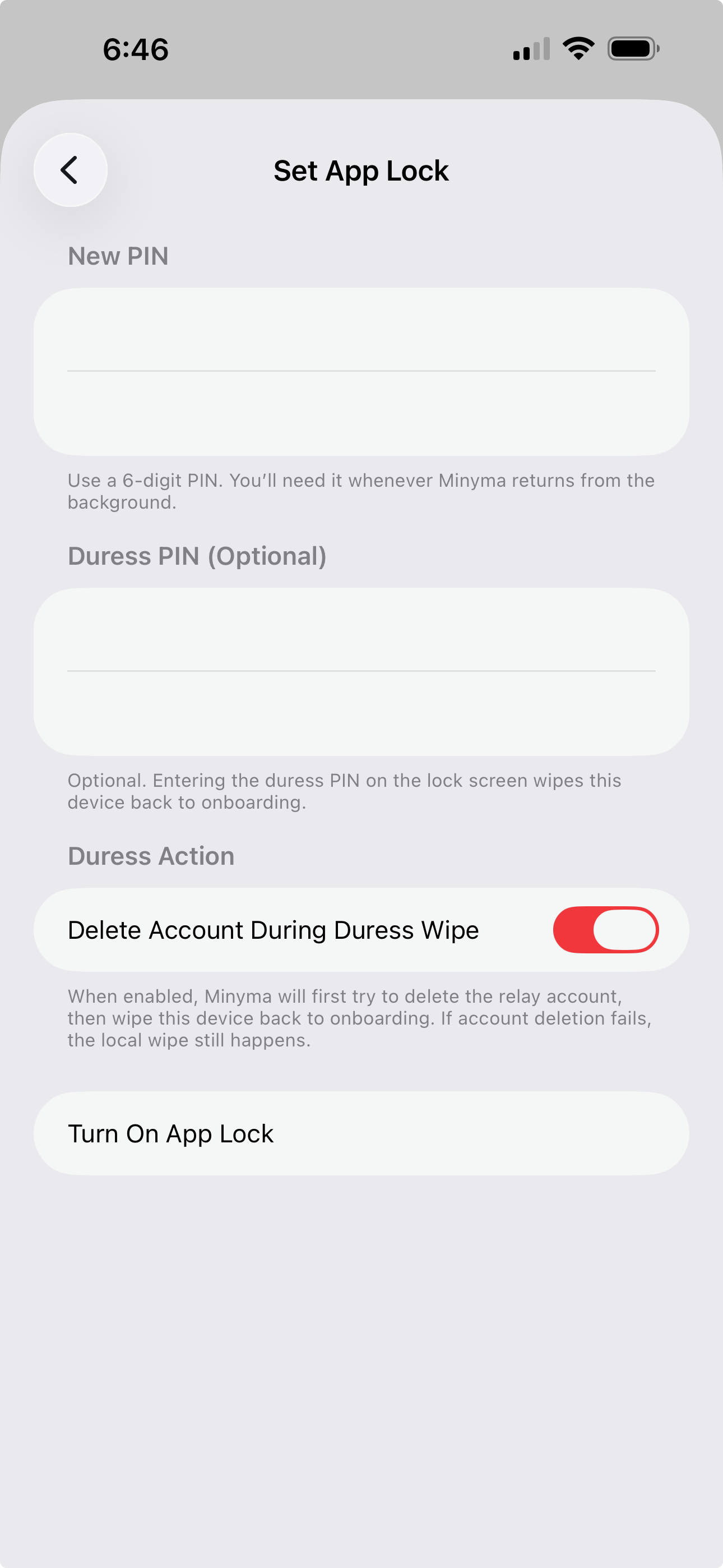 Minyma set app lock screenshot